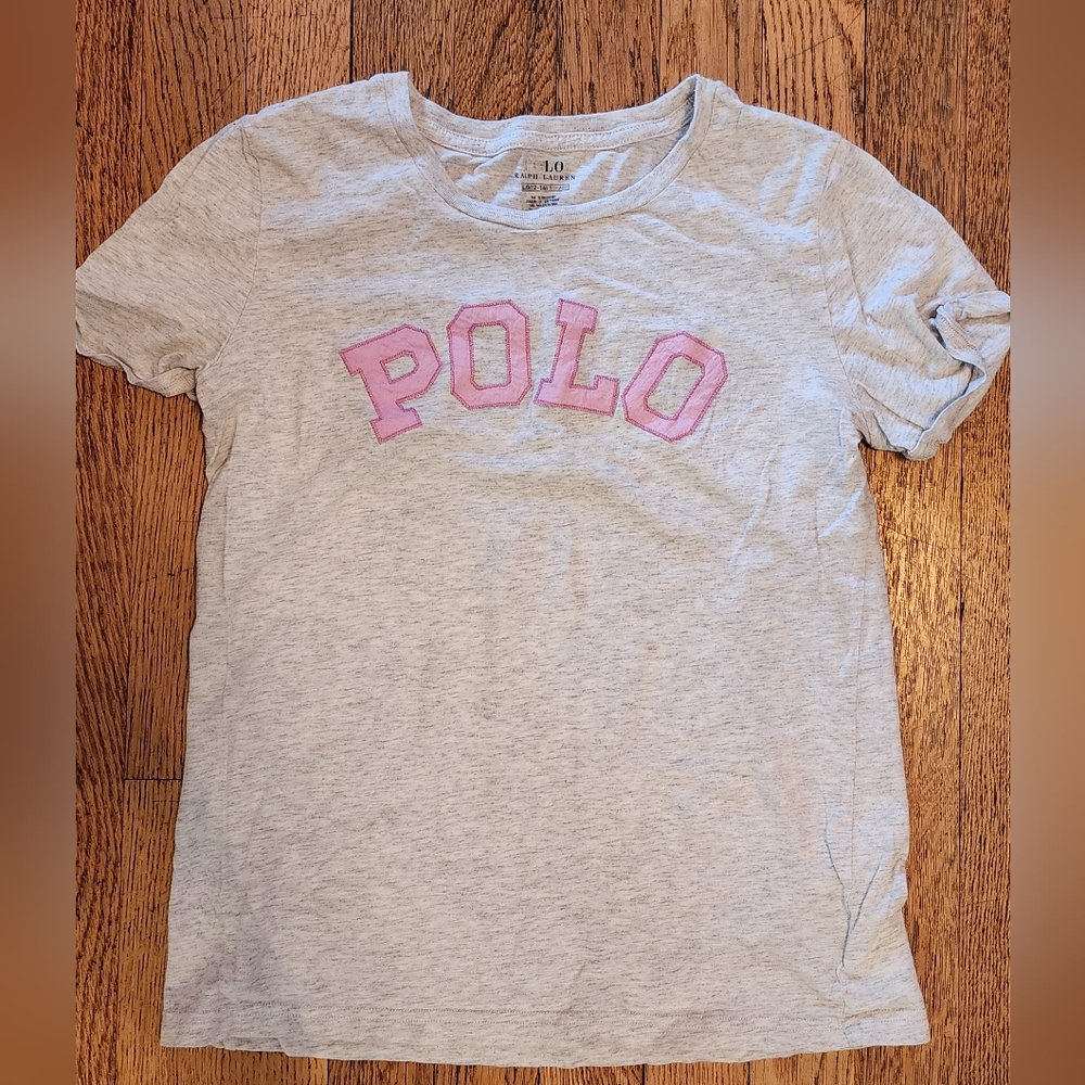 Polo by Ralph Lauren Kids Gray T-Shirt with Pink Logo